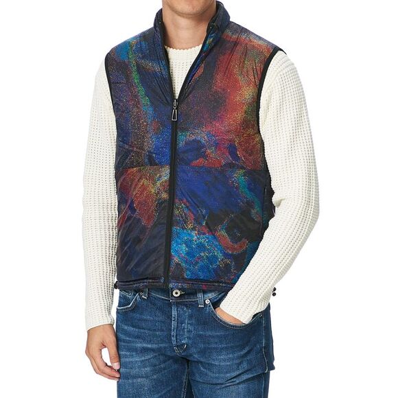 PS Paul Smith Mens Wadded Reversible Full Zip Vest Small Black/Multi - NWT $295